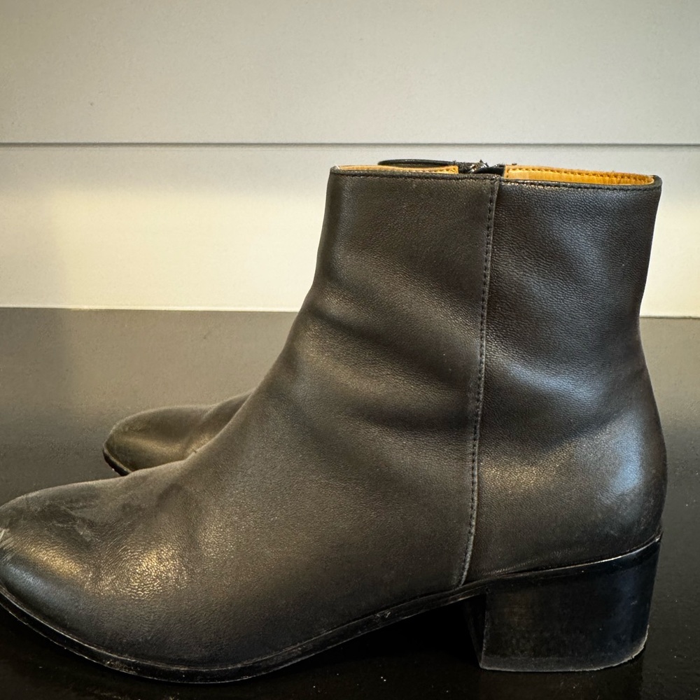 J. Crew Black Leather Ankle Boots size 7
